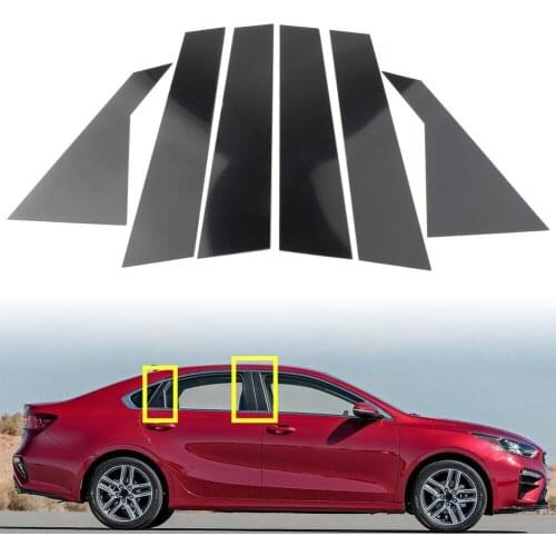 For Kia Forte Sedan 2019 2020 2021 Car Pillar Posts Door Window Trim Decorative Panel Sticker Gloss Black 8Pcs