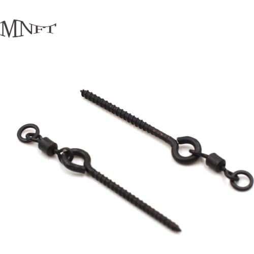 MNFT 6Pcs #4 American Swivel with 35mm Bait Screws Carp Fishing Ring for Fake Corn Boilies Pop Up Zig Foam Matte Black