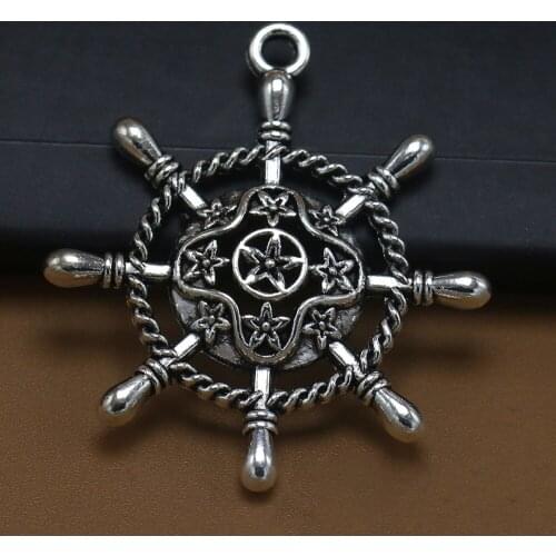 ANGRLY 10pcs 38*34mm Have Hook Up Silver Alloy Sailor Rudder Anchor Accessories Handmade Accessories Party Craft Supplies