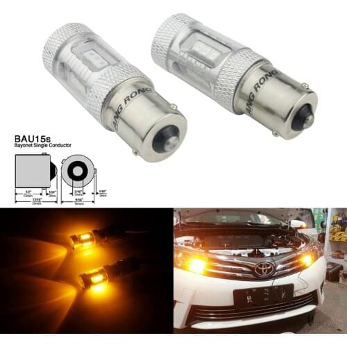 ANGRONG 2x 581 PY21W BAU15s 15W LED Sidelight Reverse Tail Brake Light Bulb Amber(CA316)