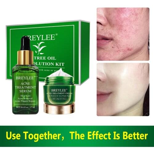 BREYLEE Facial Acne Treatment Essence Cream Scar Pimple Removal Serum Kit Anti Acne Pimple Scar Remover Moisturizing Skin Care