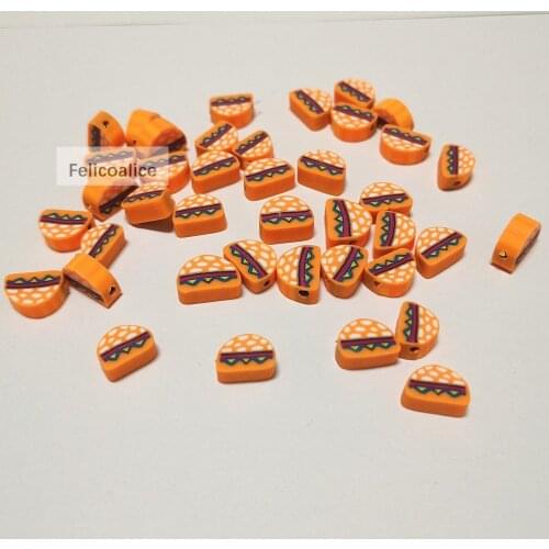 20pcs 10mm Orange Hamburger Shape Food Polymer Clay Loose Spacer Beads for DIY Jewelry Making Girls Bracelet