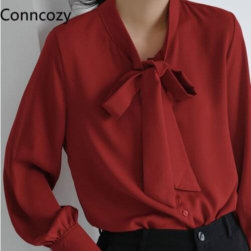Conncozy Blouses With Tie