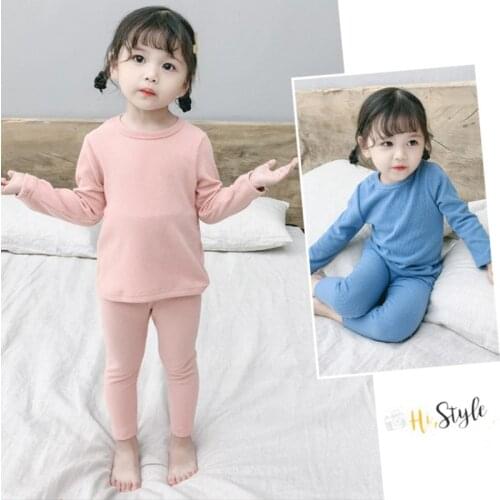 DB531 Spring Autumn winter New Kids Pajamas set Solid Color Children Pajamas Baby Boy Girl Sleepwear Long Sleeves Pyjamas Kids