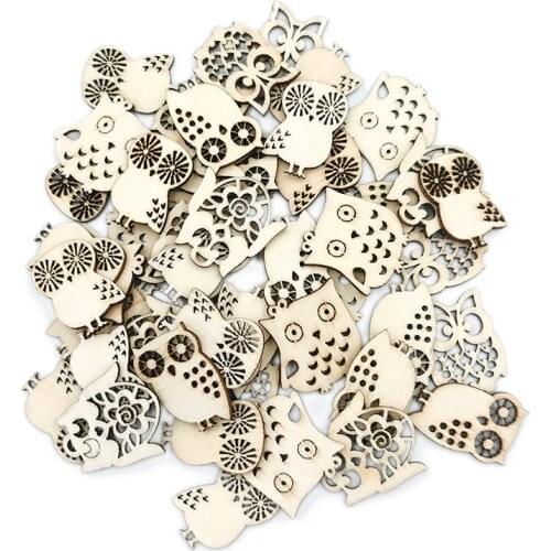 30pcs Owl Shape Wooden Craft Hanging Ornament Home Party Table Wedding Decoration DIY Handmade Scrapbooking