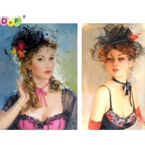 DPF diamond painting cross stitch woman diamond embroidery crafts diamond mosaic kit square/round rhinestone home decor