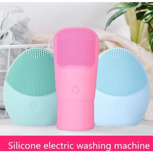 Mini Battery Electric Facial Cleansing Massage Brush Washing Machine Waterproof Silicone Cleaner Deep Pore Cleansing Tools