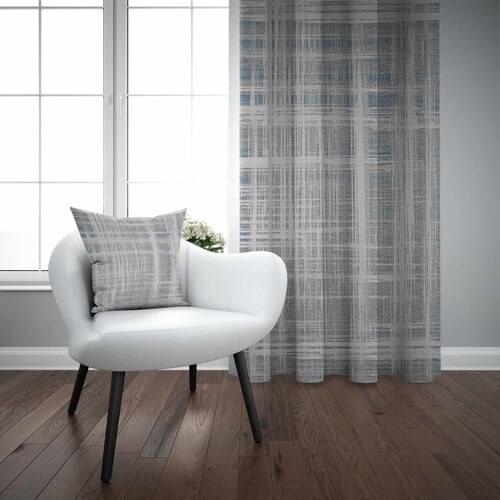 Else Gray Blue Lines 3D Textured Modern Backdrop Curtain-140 X270Cm