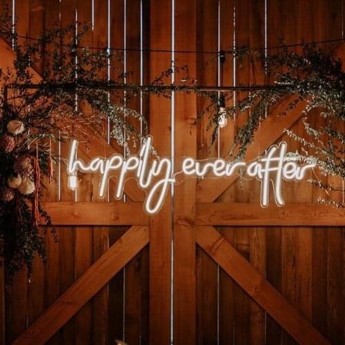 Custom Happily Ever After Led Flex Transparent Shop Neon Sign Light Letter Party Wedding Shop Window Restaurant Birthday Decor