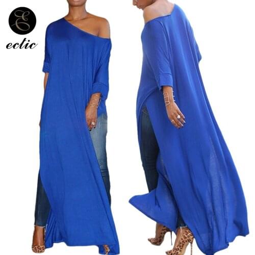 Hipster Dress Open Side Harajuku Loose Fashion Sukienka Scoop Neck Dress One Shoulder Women Long Sleeve Double Slit Dress Waist