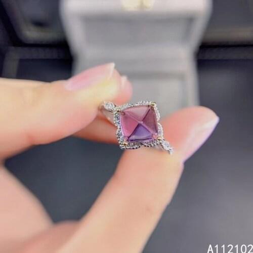 KJJEAXCMY fine jewelry S925 sterling silver inlaid natural Amethyst new girl lovely ring support test Chinese style with box