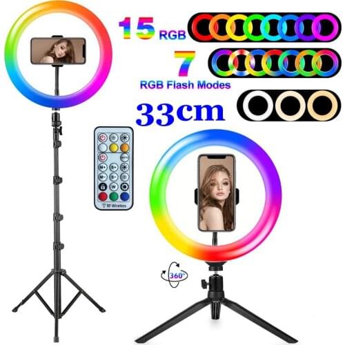 13inch 33cm LED Selfie RGB Ring Light with Tripod Stand Phone Colorful Ring Lamp Photography Lights For Youtube Tiktok Ringlight
