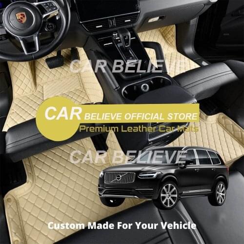 High quality Leather Car Floor mats For Volvo XC90 2019 2018 2017 2016 2015 (5 seats) Carpets Rugs Pads Accessories