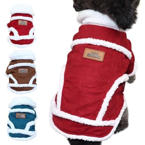 Pet Dogs Faux Suede Fleece Jacket Puppy Warm 2-Legged Coat Chihuahua Teddy Winter Thickening Clothing For Dogs