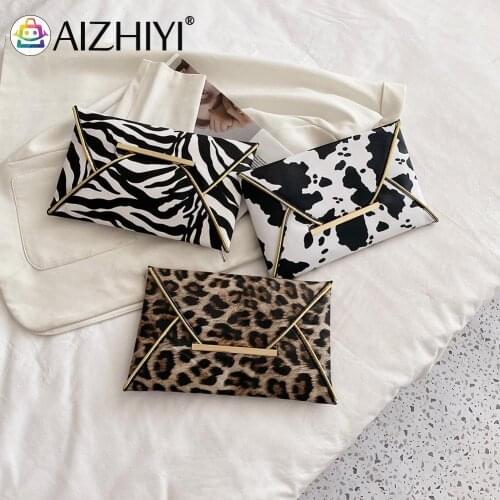 Fashion Women Leopard Zebra Cow Animal Printing PU Leather Day Clutches Ladies Casual Large Capacity Handbags Purse Envelope Bag