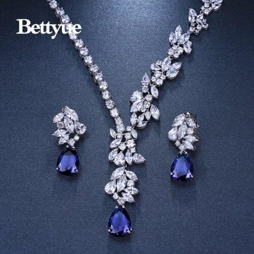 Bettyue Brand Fashion New Jewelry Sets AAA Multicolor Zircon Personality Asymmetrical Jewelry Sets For Woman Wedding Charm Gift
