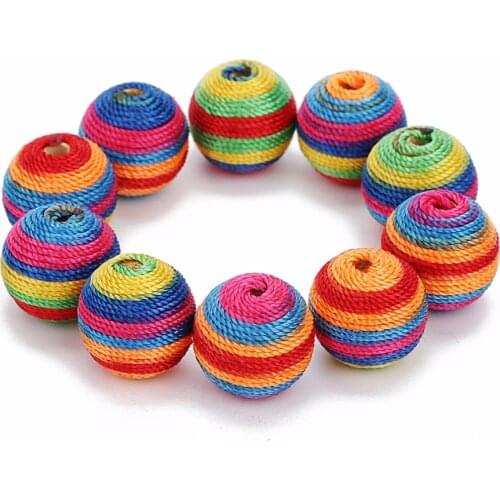 LOULEUR New 19mm Random Colorful Wooden Beads For Jewelry Making DIY Findings Round Ball Wood Bead for Kids Babys Crafts
