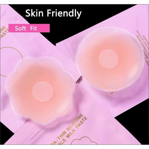 OUMEA Women Silicone Nipple Bra Reusable Breast Petals Self-Adhesive Nipple Cover Invisible Bra Pad Breast Sticker Pasties Pair
