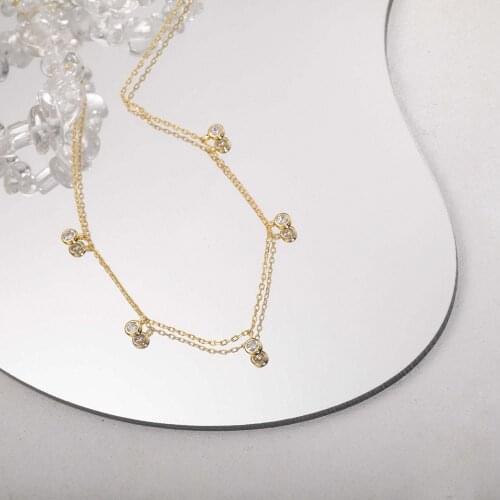 Charm Cubic Zirconia Chain Choker 925 Sterling Silver Tiny Cz Pendant Clavicle Necklaces for Women Trendy Collar Dainty Jewelry