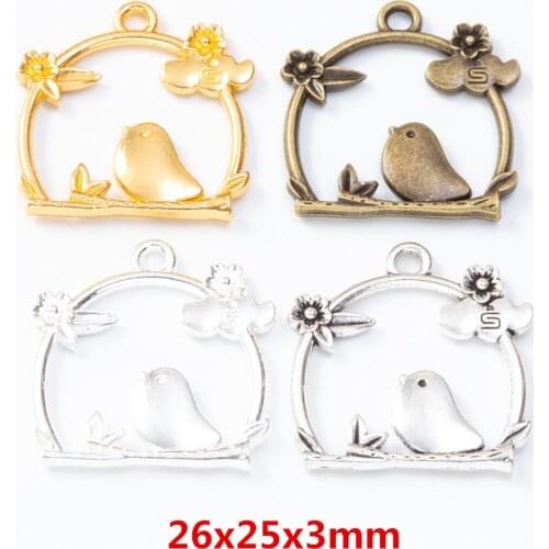 20 pieces of retro metal zinc alloy bird pendant for DIY handmade jewelry necklace making 7973