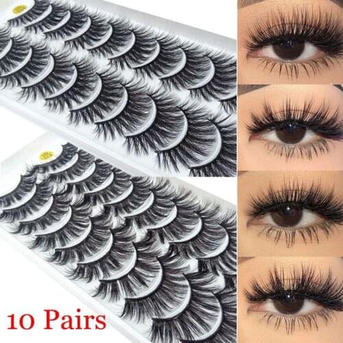 Lashes 10 Pairs 3D Faux Mink Lashes Fluffy Soft Wispy Volume Natural long False Eyelashes Eye Lashes Reusable Eyelashs Makeup