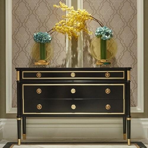 Light luxury porch cabinet Postmodern simple neoclassical entrance door decorative porch table black solid hallway furniture