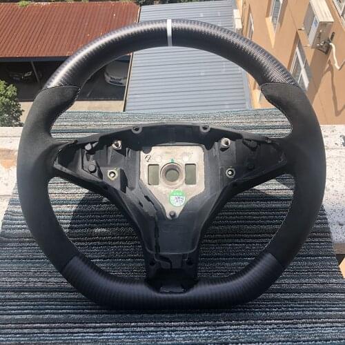 Matte Carbon Fiber Alcantara Steering Wheel For Tesla Model X 2016 2017 2018 2019 2020 2021