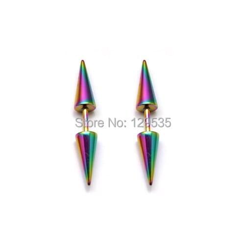 Gold Black White Blue Color Single Fashion Unisex Stainless Steel Whole Screw Stud Earrings For Men Women Novelty Item EM0014