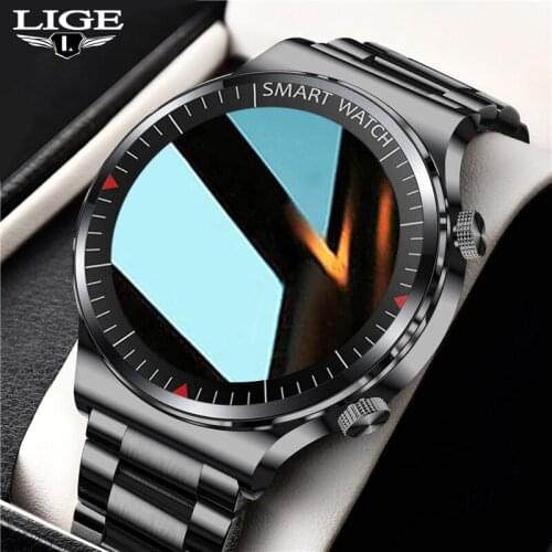 LIGE 2021 New Luxury brand mens watches Steel band Fitness watch Heart rate blood pressure Activity tracker Smart Watch For Men