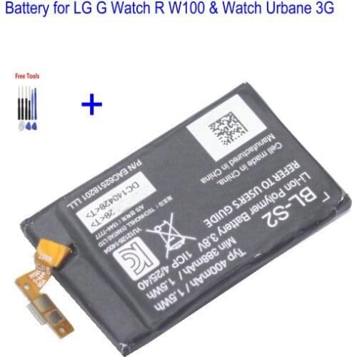 1x 400mAh BL-S2 Replacement battery For LG G Watch R W100 & Watch Urbane 3G BL-S2 batteries + Repair Tools Kit