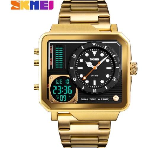Top Luxury Mens Watches SKMEI Brand Sport Digital Quartz Watch Men Stainless Steel Strap Waterproof Fashion Casual Clock Male