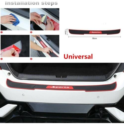 90CM Universal Car Trunk Door Sill Protector Rubber Strip Sticker Auto Rear Bumper Pedal Guard Scratch Protection Bar Styling