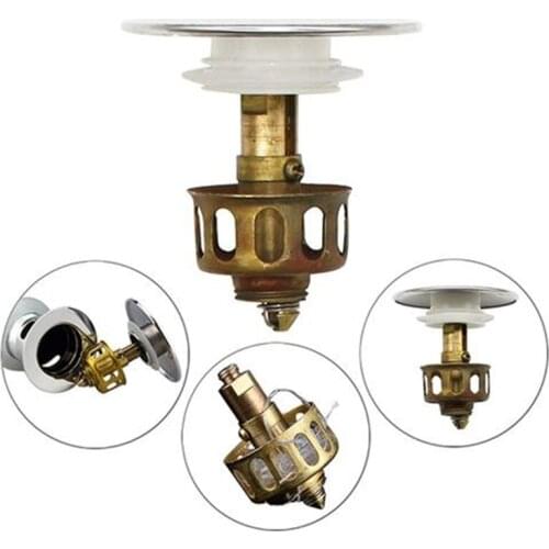 Universal Wash Basin Bounce Drain Filter Sink Drain Vanity Stopper Bathroom Accessories Bathtub Plug Trap Hair Catcher F 85DA