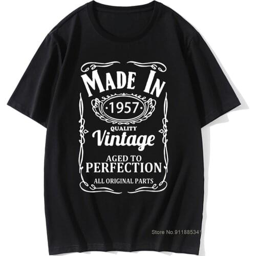 Vintage Made In 1957 T Shirt Birthday Present Funny Unisex Graphic Vintage Cool Cotton Short Sleeve Design O-Neck Father T-shirt