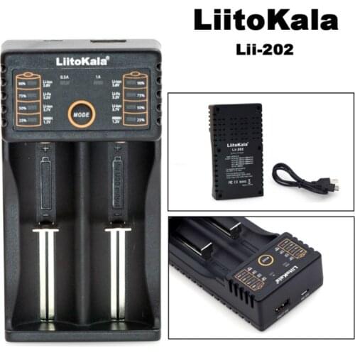 Liitokala Lii-202 Charger 18650 1.2V 3.7V 3.2V 3.85V AA/AAA 18350 26650 14500 16340 25500 lithium battery smart charger NiMH