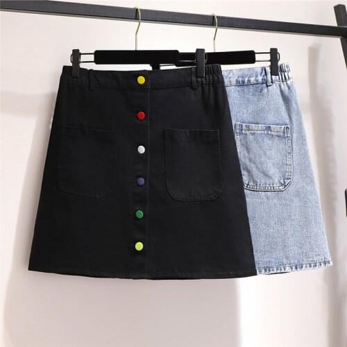 2020 Oversize Women Denim Skirt Spring Summer Package hip Short Jeans Skirts Plus size XXL-6XL Elastic waist Color Buttons G997