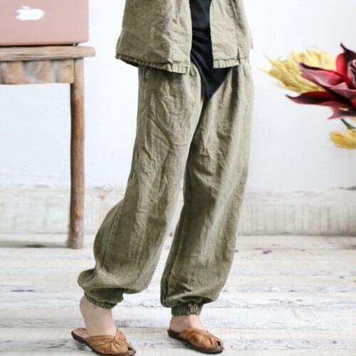 Johnature Loose Harem Ankle-Length Pants Women Clothes 2021 New Autumn Casual Elastic Waist Vintage Leisure Ladies Pants