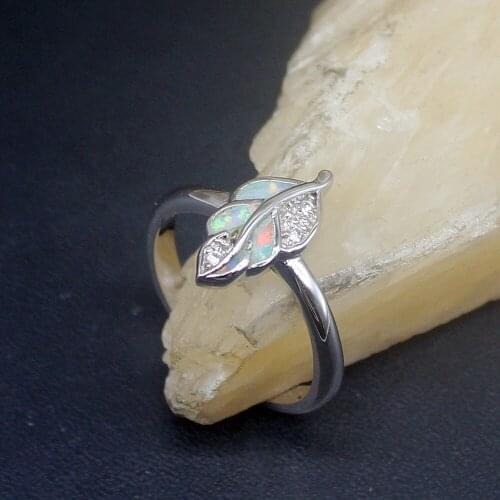 Hermosa Special White Fire Opal Genuine 925 Silver Unique Band Ring Wedding Engagement Gifts for Women Size 7# 20214236