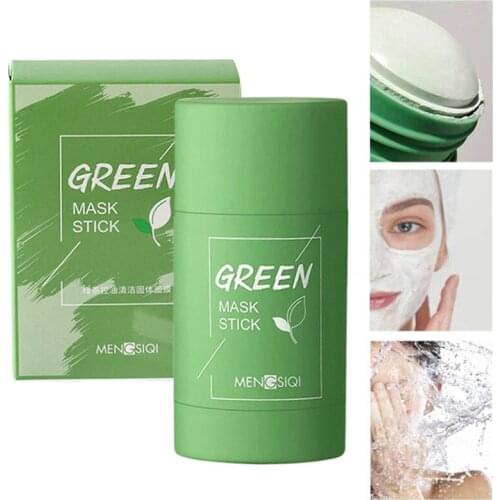 1Pcs Solid Mask to Remove Blackheads Acne Oil Control Deep Clean Soothing Repair Green Tea Eggplant Extract Facial Skin Care 40g