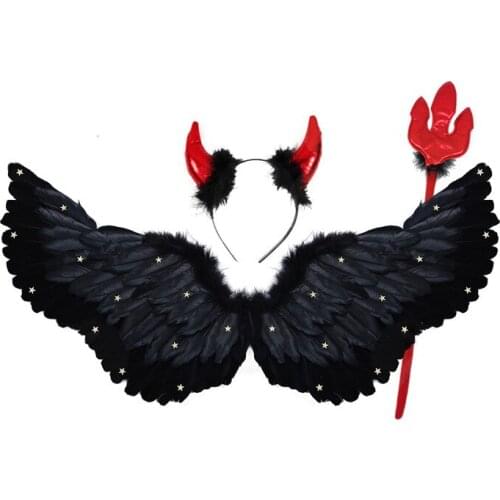 Black Feather Angel Wing Devil Wings Fancy Dress Feather Carnival Large Halloween Wedding Party