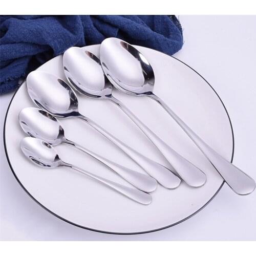 10Pcs/Lot Stainless Steel Coffee Soup Tea Spoon Dinner Rice Spoon Set Ice Cream Dessert Stirring Scoop Tablespoon Tableware