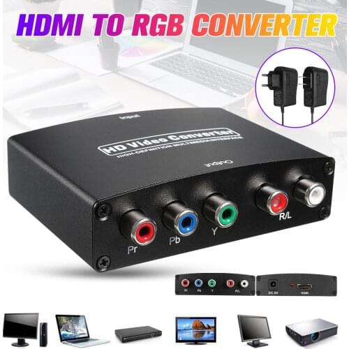 1080P compatible to RGB Component 5 RCA YPbPr Video + R/L Audio Converter Adapter TV PC