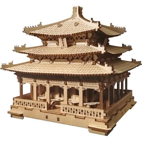 153Pcs 1:150 DIY Wooden Handmade Model Building Kit 3D Puzzle Toy Assembly Chinese Ancient Building Crafts - Wanchun Pavilion