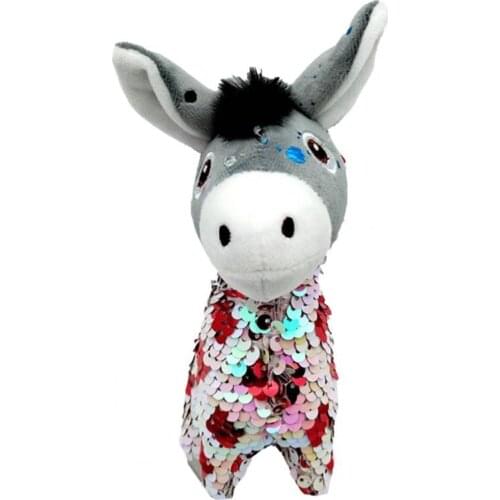 16cm Key Pendant Lovely Cartoon Donkey Shape Decorative Plush Soft Animal Stuffed Keychain for Cellphone