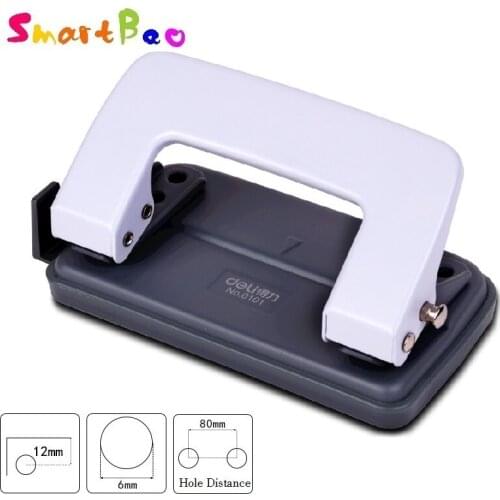 2-Hole Punch Manually Mini Paper Punch Office Desk Tool Desktop Durable Metal Construction, 10-Sheet Capacity, Random Color