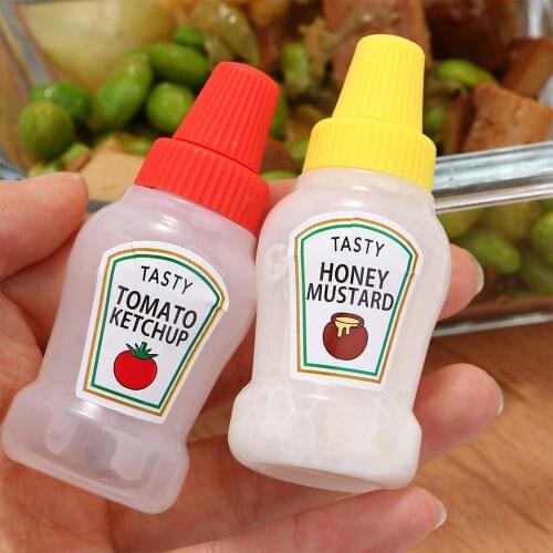 2Pcs/set 25ML Mini Tomato Ketchup Bottle Portable Small Sauce Container Salad Container For Lunch Box Kitchen Squeeze Bottle