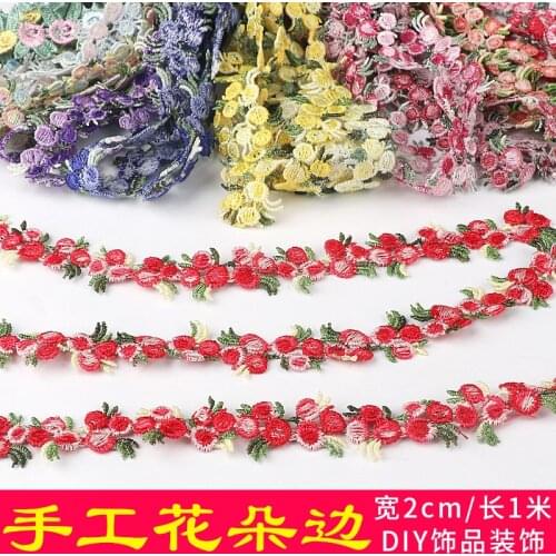 2cm lace accessories headdress decoration lace cloth hand DIY water soluble rose fringed lace material