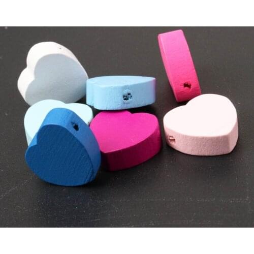 20pcs Mixed Heart Pattern Natural Wooden Spacer Loose Beads For Jewelry making DIY 18x16mm KL41