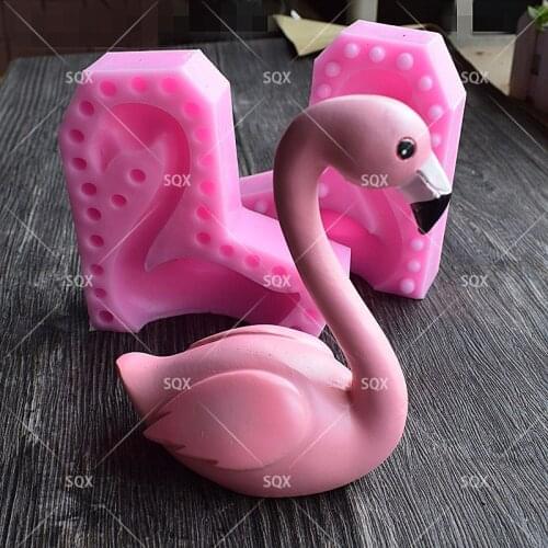 3D Flamingos Chocolate Silicone Mold Baking Party Cupcake Fondant Cake Decorating Tools Chocolate Gumpaste Mould14125