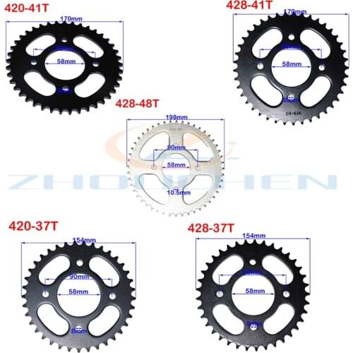 428/420 chain 37T/41T/48T motorcycle chain sprocket rear rear sprocket gear for 110cc 125cc 140cc dirt pit bicycle kart